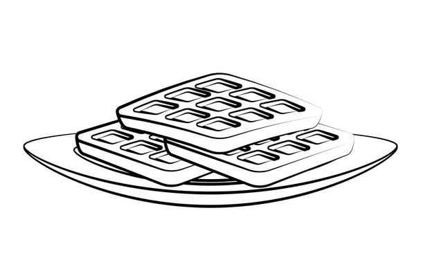 herkullinen maukas ruoka vohvelit sarjakuva vektori kuvitus graafinen suunnittelu
 - Vektori, kuva