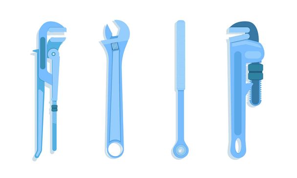 set of wrench pipe cheater bar blue tone vector illustration eps10 - Vector, Image