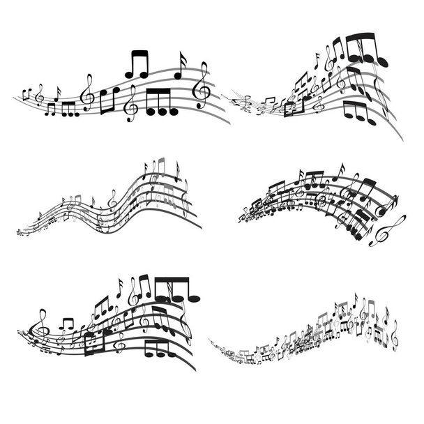 Set of Colorful Musical Notes Illustration - Vector, Image