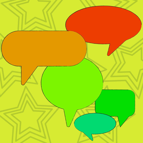 Many Different Shapes Colorful Blank Speech Bubble. Text Balloon in Various Sizes and Shades. Creative Background Idea for Public Group Discussion, Different Opinions and Topics. - Vector, Image