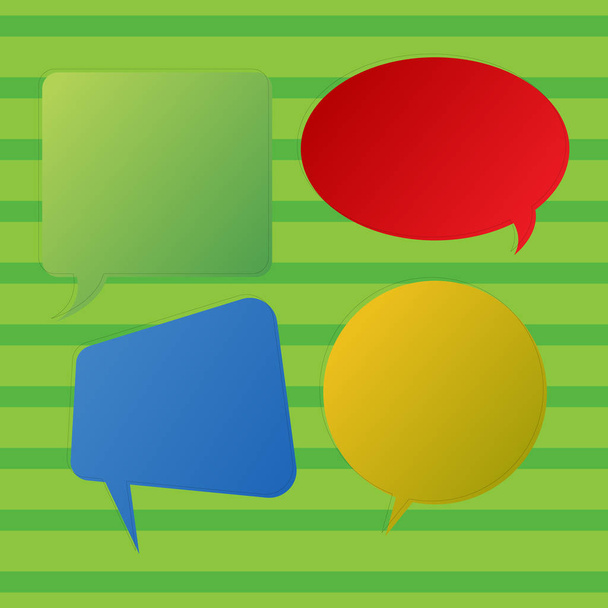 Blank Space Speech Bubble in Different Shapes and Solid Colors. Various Shades and Geometrical Form of Text Balloon. Dialogue Box Sticker Style for Group or Multiple Conversation. - Vector, Image