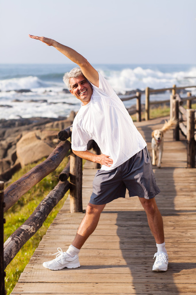 happy senior man doing morning exercise - Photo, image