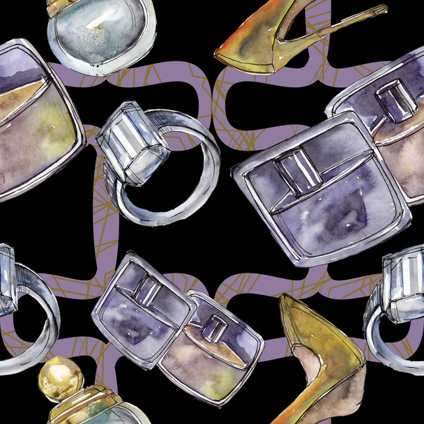 Fashionable sketch glamour illustration in a watercolor style isolated element. Seamless background pattern. - 写真・画像