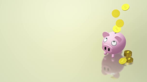 die Sparschwein-Münze 3D-Rendering für Geld Inhalt. - Filmmaterial, Video