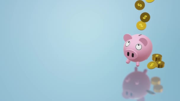 The Piggy bank coin 3d rendering for money content. - Footage, Video
