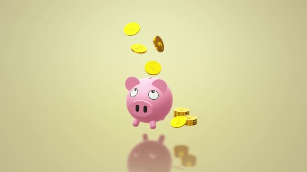 A moeda de banco Piggy 3D renderização para o conteúdo do dinheiro
. - Filmagem, Vídeo