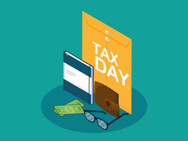 税金の日マニラ封筒とビジネスのアイコン - ベクター画像