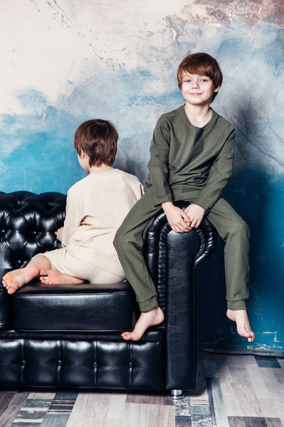 Stylish young teen posing at studio. Kids fashion concept. - Fotoğraf, Görsel