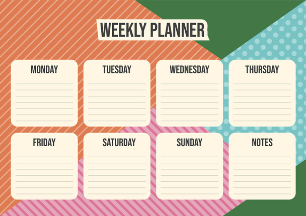Organizador semanal - planejador com fundo geométrico. Vetor
 - Vetor, Imagem