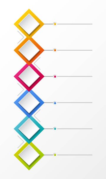 Empty infographic layout with colorful rhombus icons. Vector. - Vecteur, image