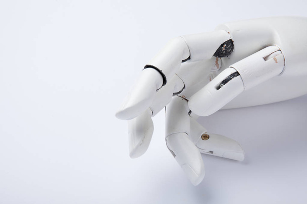 Old human robotic arm in modern concept. Hand prosthesis. - 写真・画像