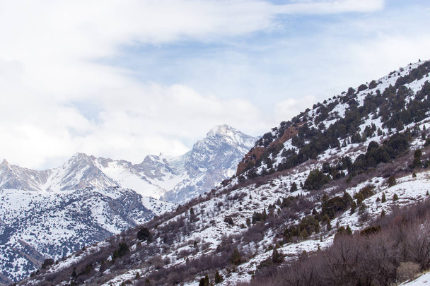 montañas nevadas del Tian Shan en invierno - Foto, imagen