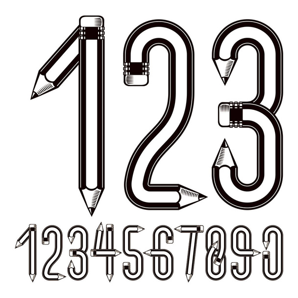 Modern vector digits, trendy numerals collection made using offi - Vektori, kuva