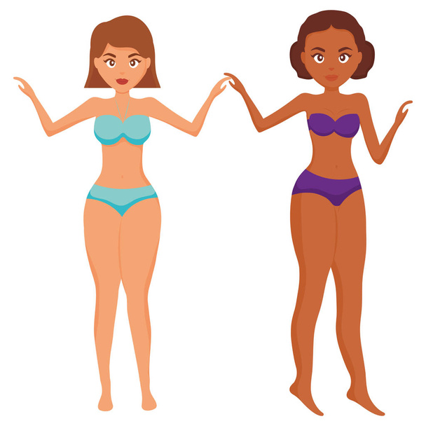 beautiful women with swimsuits - Vector, Image