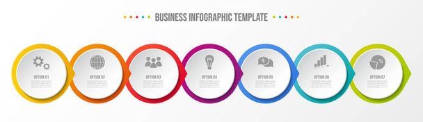 Concepto de una infografía colorida con iconos de negocios plantilla de infografía. Vector
 - Vector, imagen