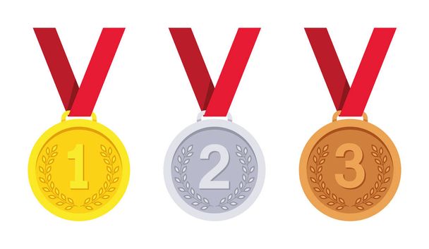 Medal - gold, silver and bronze set. Vector - Vector, Imagen