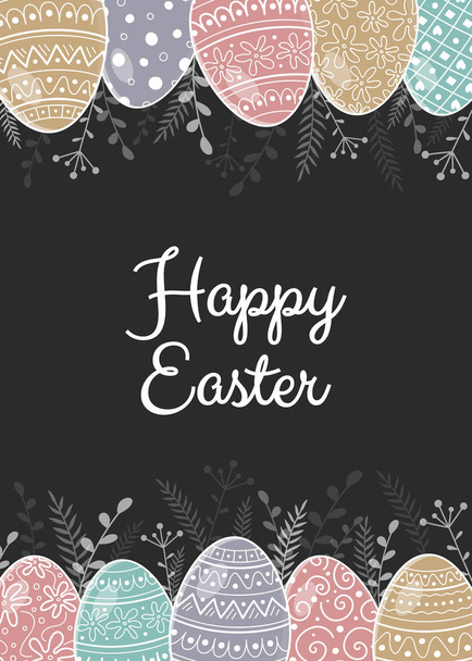 Easter card with decorative eggs and greetings. Vector - Vector, afbeelding