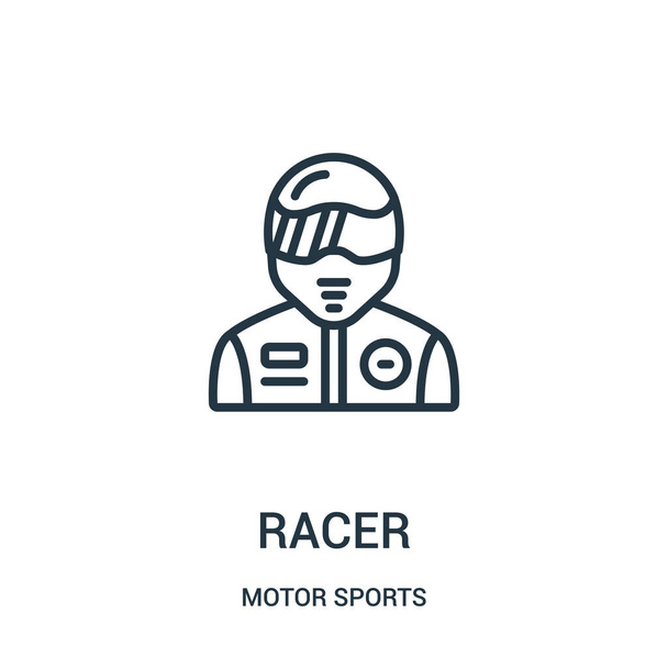 モーター スポーツ コレクションからレーサーのアイコン ベクトルです。細い線レーサー概要アイコン ベクトル イラスト。線形シンボル. - ベクター画像