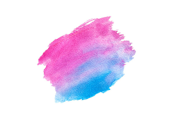 rosa und blau Aquarell Pinselstrich, abstrakter Hintergrund isoliert auf weiß - Foto, Bild