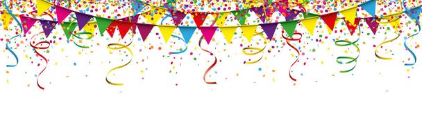 Gekleurde confetti en ballonnen met de tekst gelukkige verjaardag op de witte achtergrond. EPS-10 vector-bestand. - Vector, afbeelding