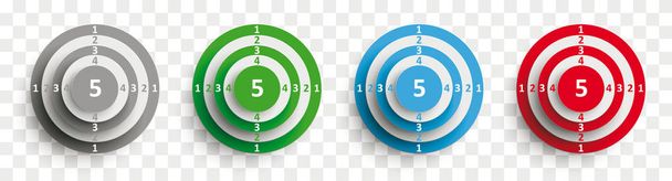 4 Colored Targets Numbers Transparent Header - Vektör, Görsel
