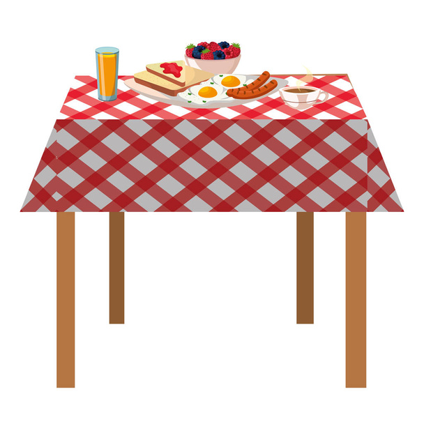 delicioso desayuno sabroso servilleta de picnic sobre tabla de dibujos animados vector ilustración diseño gráfico
 - Vector, imagen