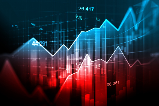 Фондовий ринок або графік торгівлі на валюті в графічній концепції
 - Фото, зображення