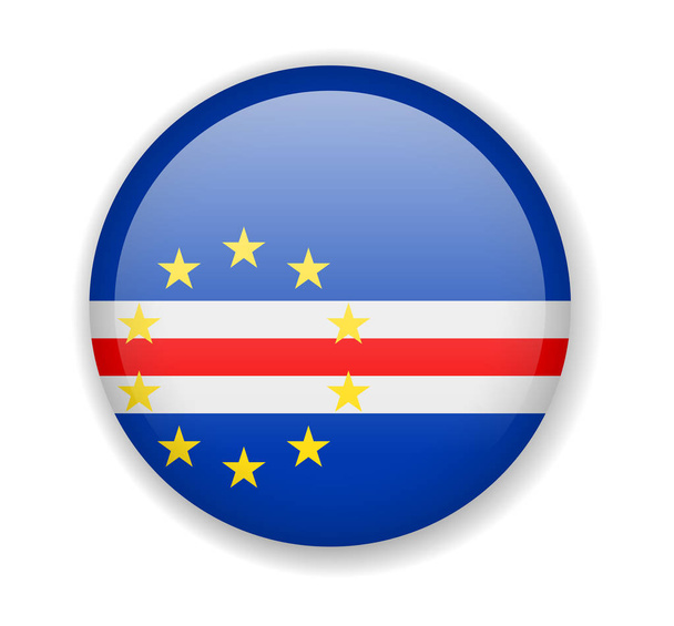 Bandera de Cabo Verde redonda icono brillante sobre fondo blanco
 - Vector, Imagen