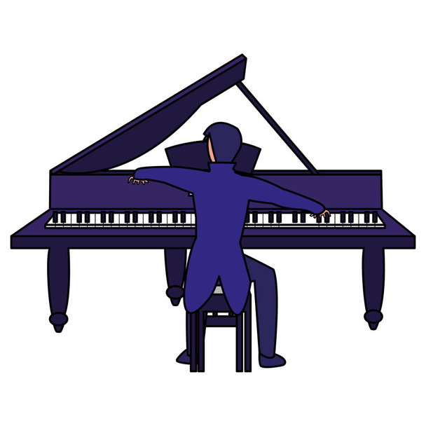 pianista tocando el personaje de piano
 - Vector, imagen