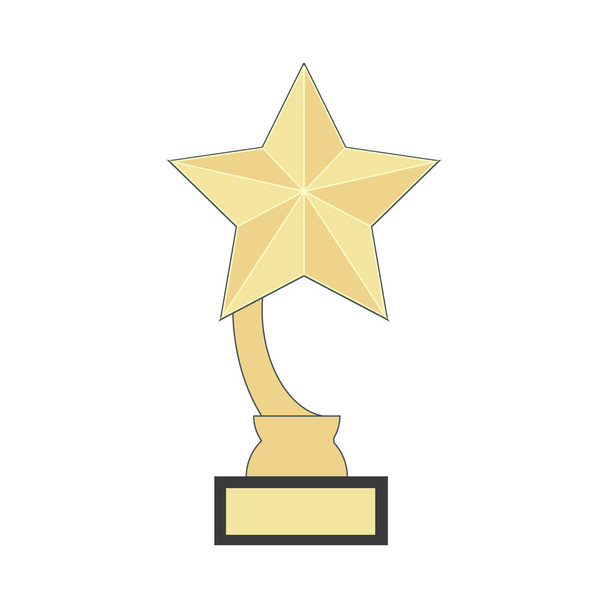 Иллюстрация лауреата премии плоская иконка - вектор успеха победителя конкурса первое место золотой символ
 - Вектор,изображение