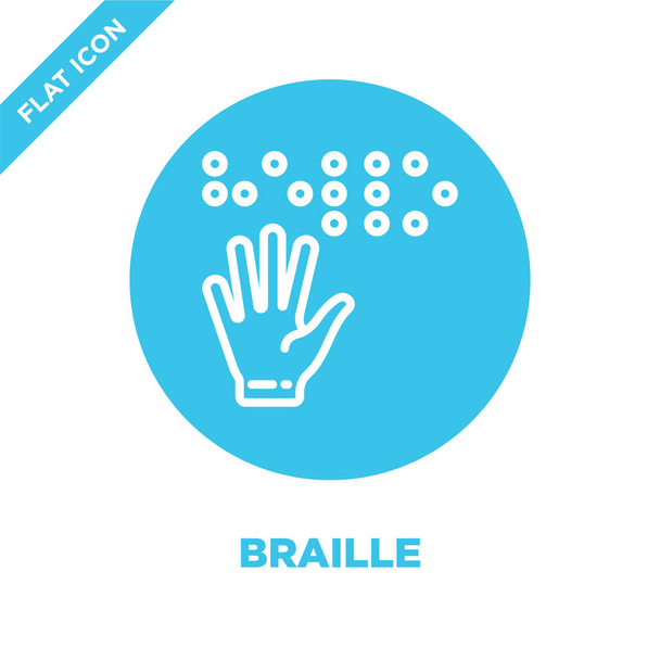 Braillovo písmo ikona Vektor z dostupnosti kolekce. Tenká linie Braillovo písmo osnovy ikonu vektorové ilustrace. Lineární symbol pro použití na web a mobilní aplikace, logo, tisková média. - Vektor, obrázek