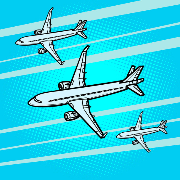 several passenger Airliners aircraft air transport - Vecteur, image
