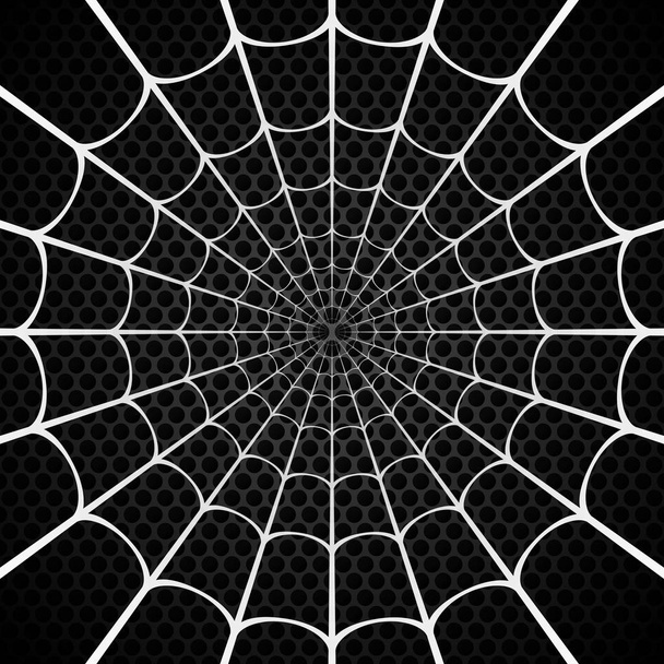 Witte spinnenweb op zwarte achtergrond - Vector, afbeelding