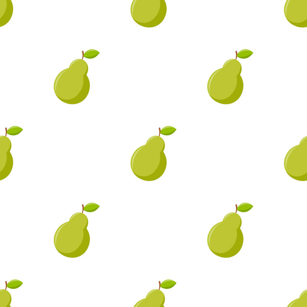 白い背景上の梨とシームレスなパターン - ベクター画像