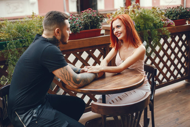 couple in caffe - Photo, Image