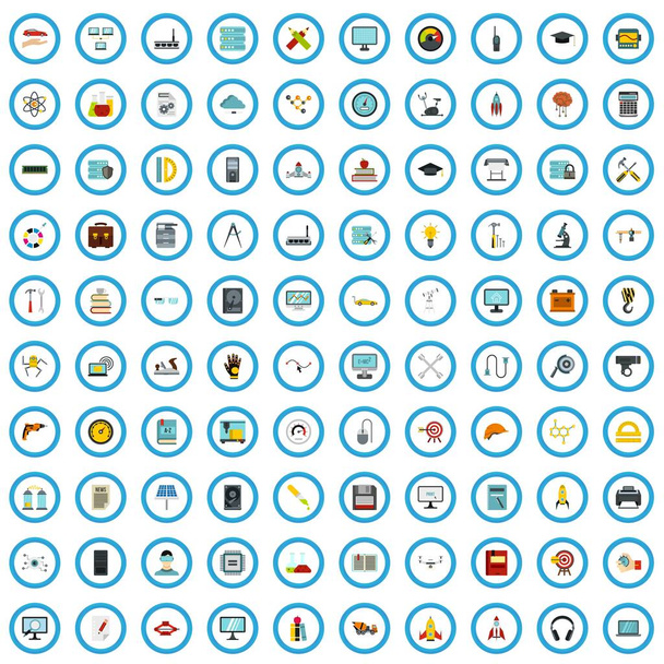100 conjunto de iconos de ingeniería mecánica, estilo plano
 - Vector, imagen