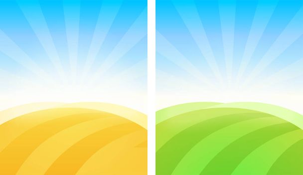 Colorful simple vector background of Fields in golden and green color. - Vector, Image