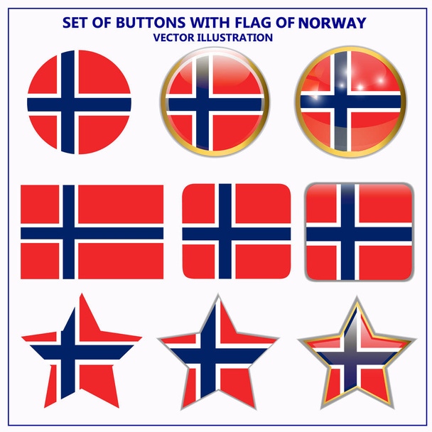 Σύνολο των πανό με σημαία της Νορβηγίας. Διάνυσμα. - Διάνυσμα, εικόνα