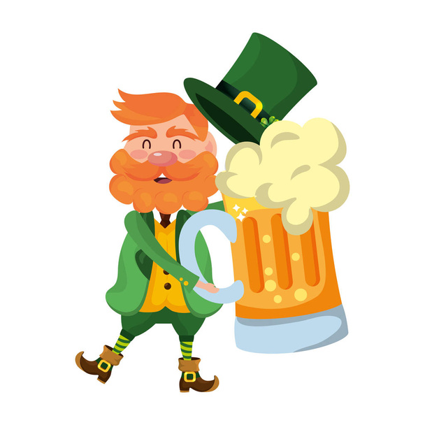 leprechaun anão homem cerveja vidro vetor ilustração
 - Vetor, Imagem