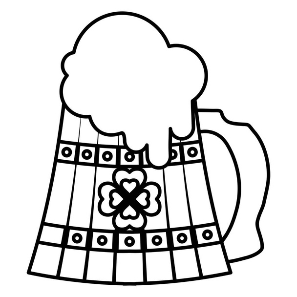 μπύρα ξύλινο βάζο με τριφύλλι - Διάνυσμα, εικόνα