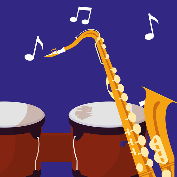 саксофонные и тембальные музыкальные инструменты
 - Вектор,изображение
