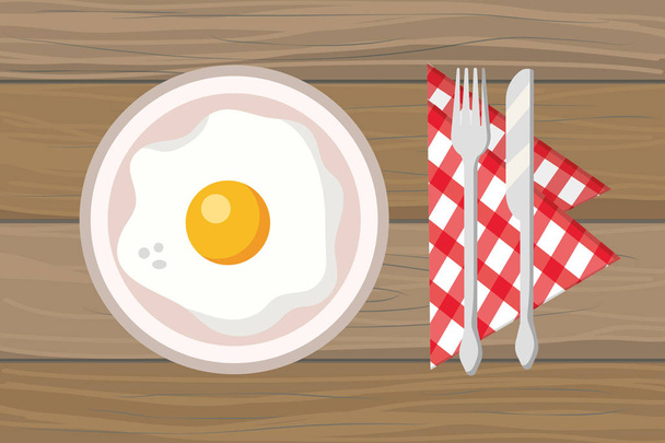 delicious tasty breakfast with wooden background cartoon vector illustration graphic design - Vektor, Bild