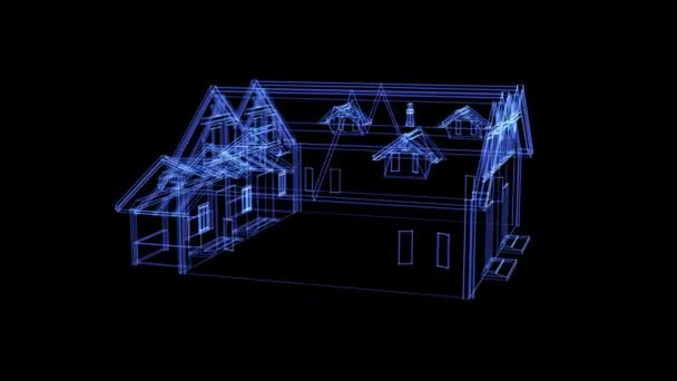 Hologram of a rotating two-family house - Footage, Video