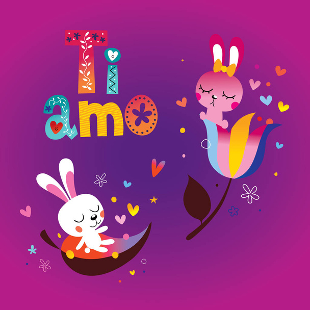 Ti amo I love you in Italian romantic love design - Вектор,изображение