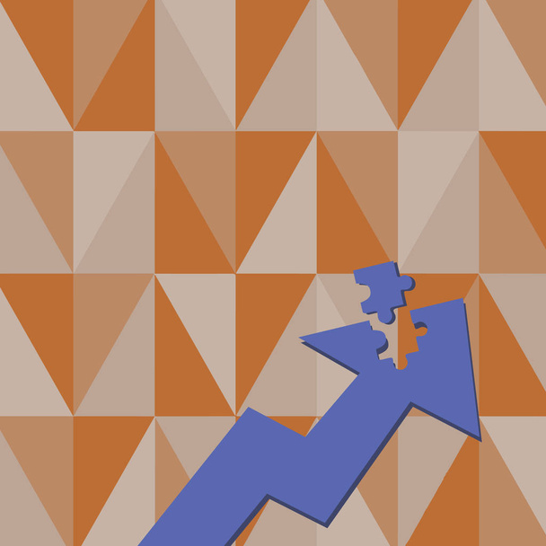 Ilustração de seta de cor Apontando para cima com parte destacada como Jigsaw Puzzle Tile Piece. Concepção de fundo criativo para encontrar solução, estratégias financeiras e direção de mapa
. - Vetor, Imagem