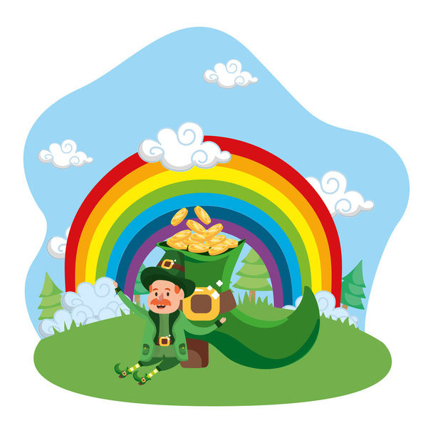 leprechaun gold rainbow vector illustration - Вектор, зображення