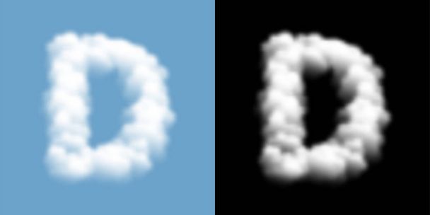 alphabet majuscule lettre D, motif nuage ou fumée, illustration flotteur isolé sur fond bleu ciel, avec masque opacité, vecteur eps 10
 - Vecteur, image