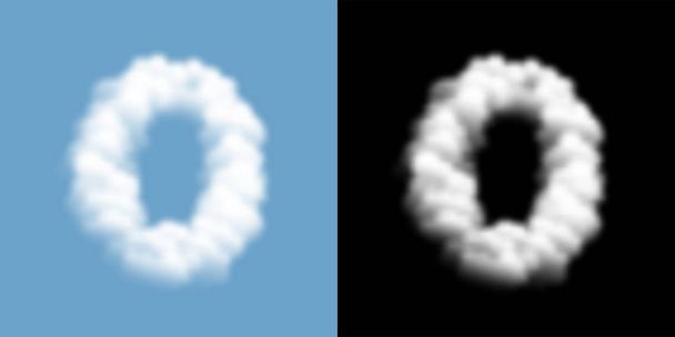 Алфавіт встановити номер букви нуль або 0 хмари або дим візерунок, ілюстрація ізольований плавати на тлі Blue Sky, з непрозорої маски, векторні EPS 10 - Вектор, зображення