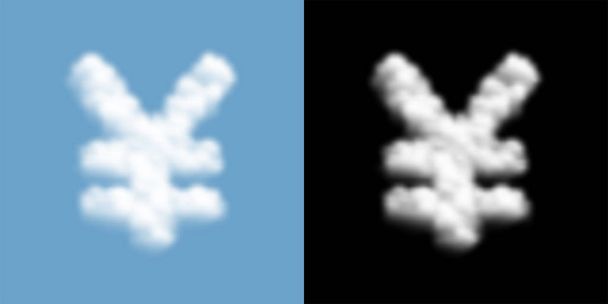 Валютный знак JPY (Японская йена) и символ Облако или дым, концепция бизнес-финансирования иллюстрация изолированный плавающий на голубом фоне неба с прозрачной маской, вектор EPS 10
 - Вектор,изображение