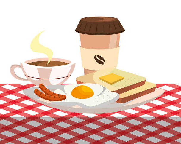 delicious tasty breakfast picnic concept cartoon vector illustration graphic design - Vector, Image